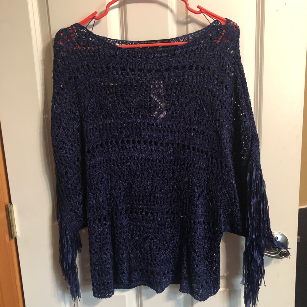 White House Black Market Fringe Poncho - Picture 4 of 8
